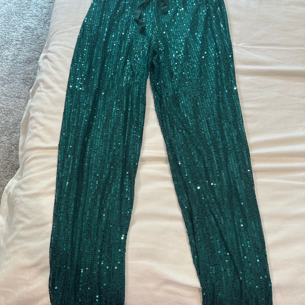 Emerald Sequin Jogger Pants